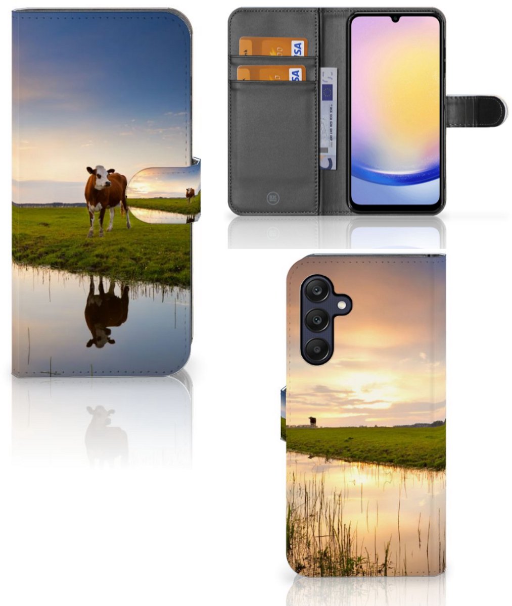 Samsung Galaxy A25 Telefoonhoesje met Pasjes Koe