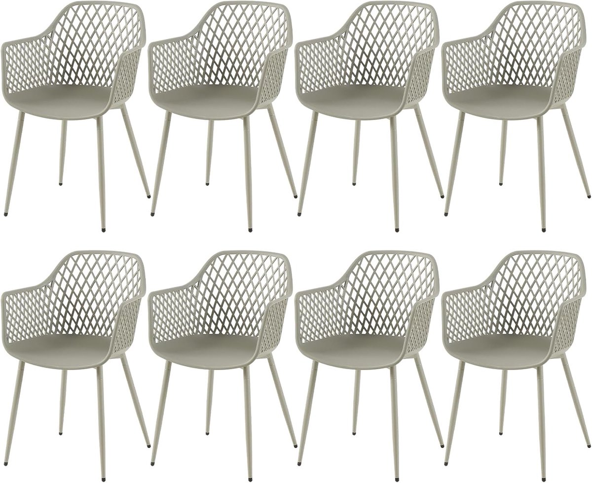 Eetkamerstoel set van 8 - moderne kunststof stoelen met armleuning