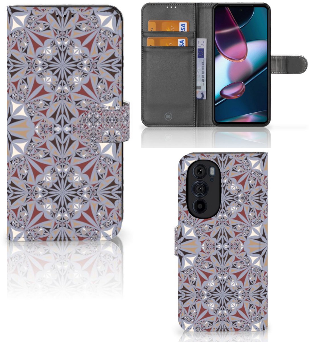 Motorola Edge 30 Pro Bookcase Flower Tiles