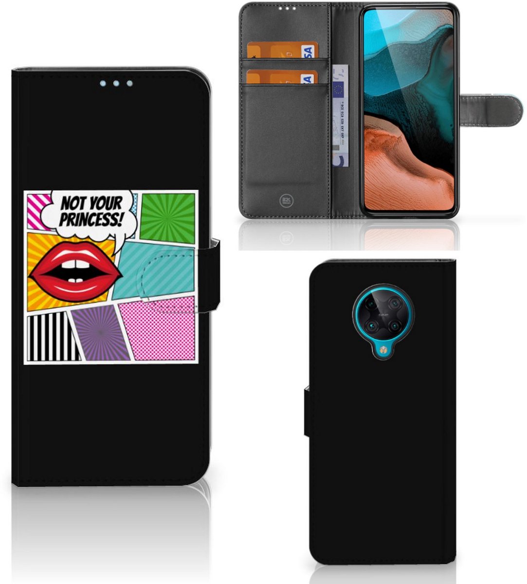 Xiaomi Poco F2 Pro Wallet Case met Pasjes Popart Princess