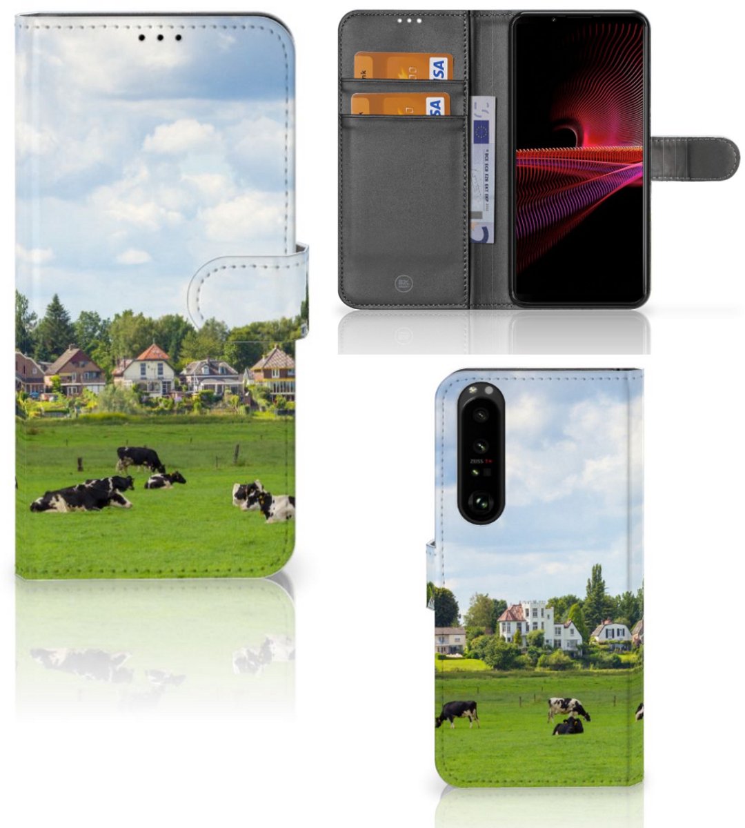 Sony Xperia 1 III Telefoonhoesje met Pasjes Koeien
