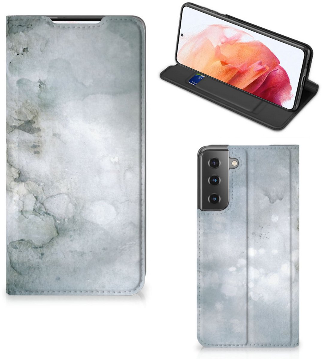 Standcase Hoesje voor Bookcase Samsung Galaxy S21 Painting Grey