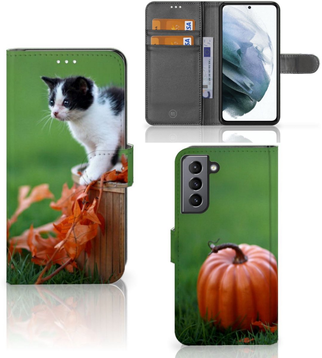 Samsung Galaxy S21 FE Telefoonhoesje met Pasjes Kitten