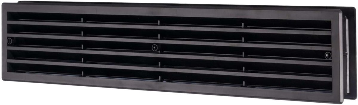 Ventilatierooster 450 x 92 mm - Zwart kunststof afvoerrooster voor deuren