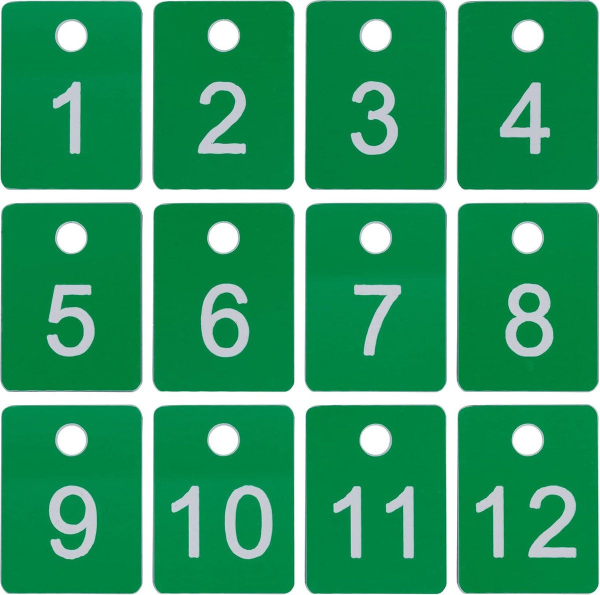 Genummerde etiketten 1-50 - Rechthoekig, ABS-kunststof, Groen