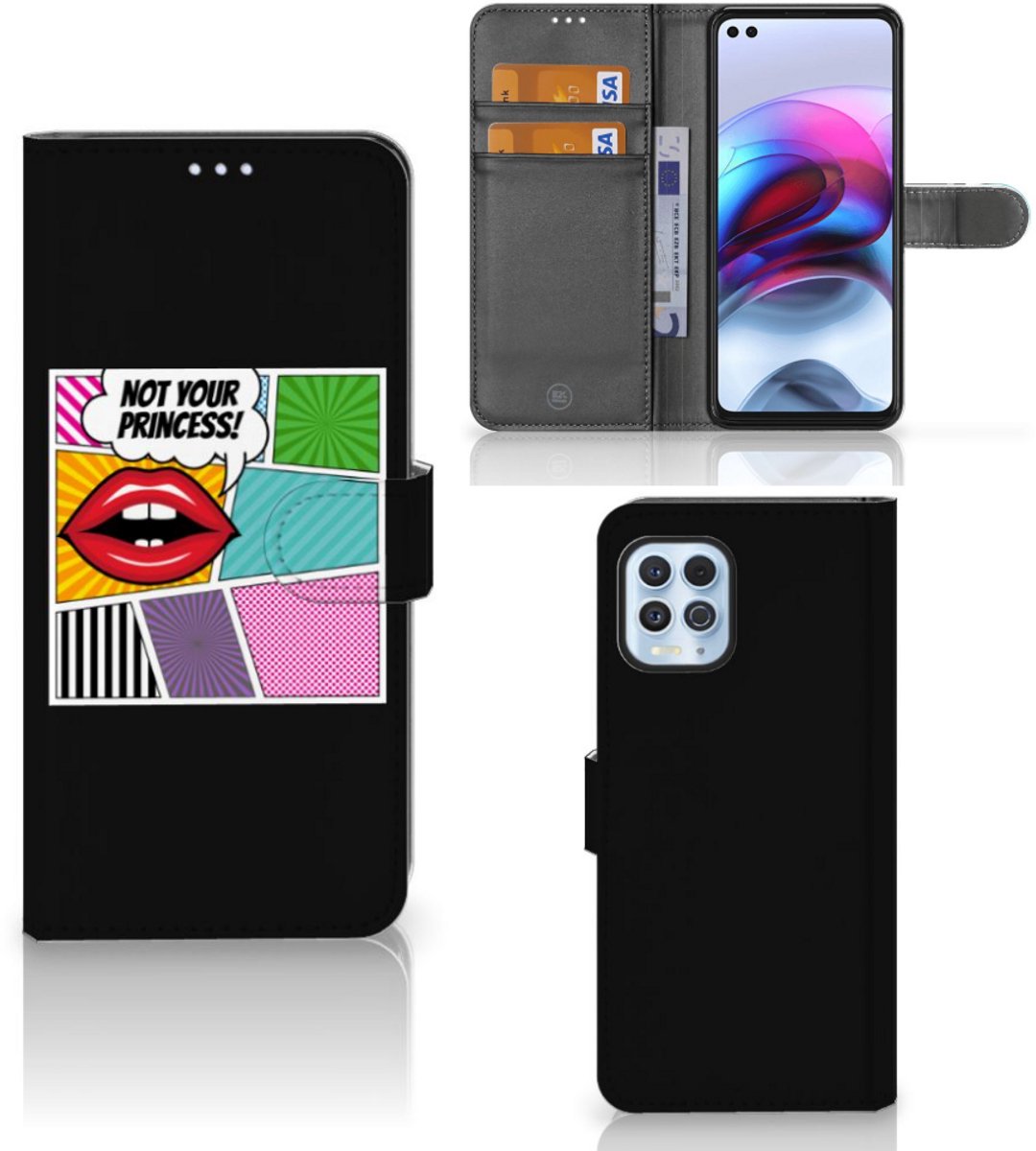 Motorola Moto G100 Wallet Case met Pasjes Popart Princess