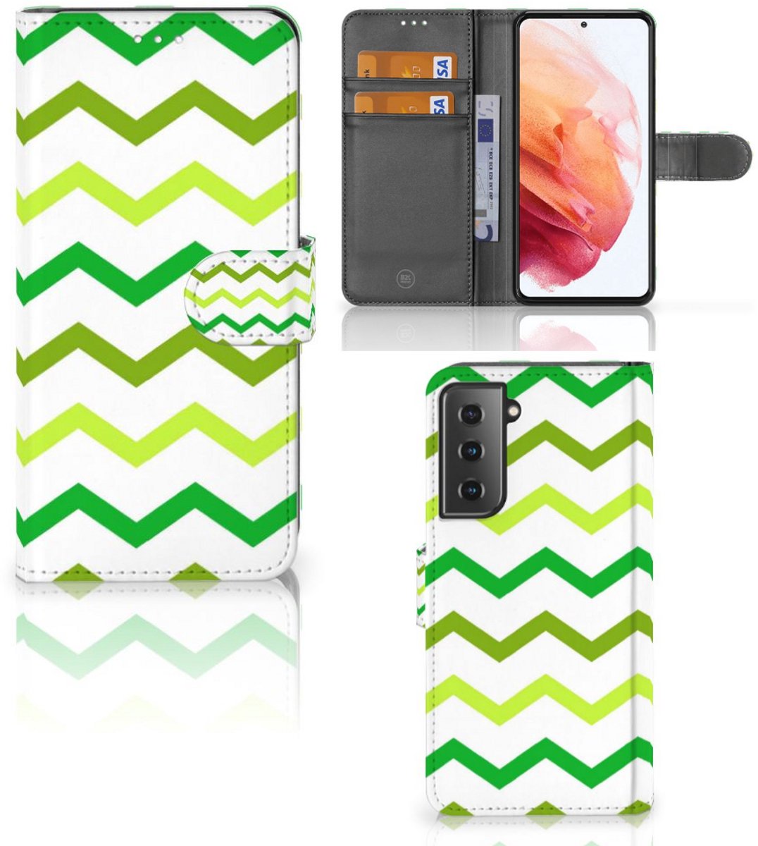 Samsung Galaxy S21 Telefoon Hoesje Zigzag Groen
