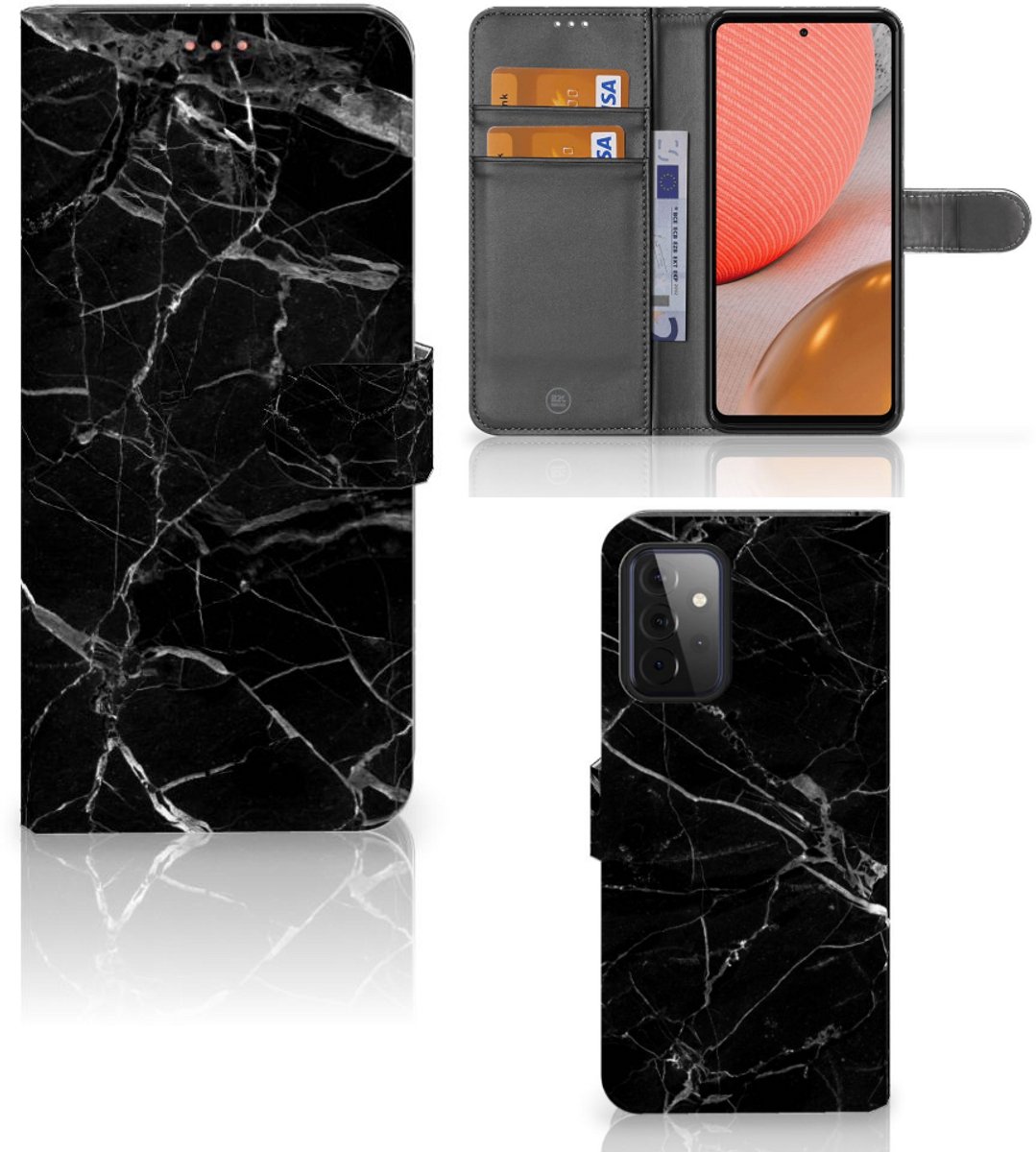 Samsung Galaxy A72 Bookcase Marmer Zwart - Origineel Cadeau Vader
