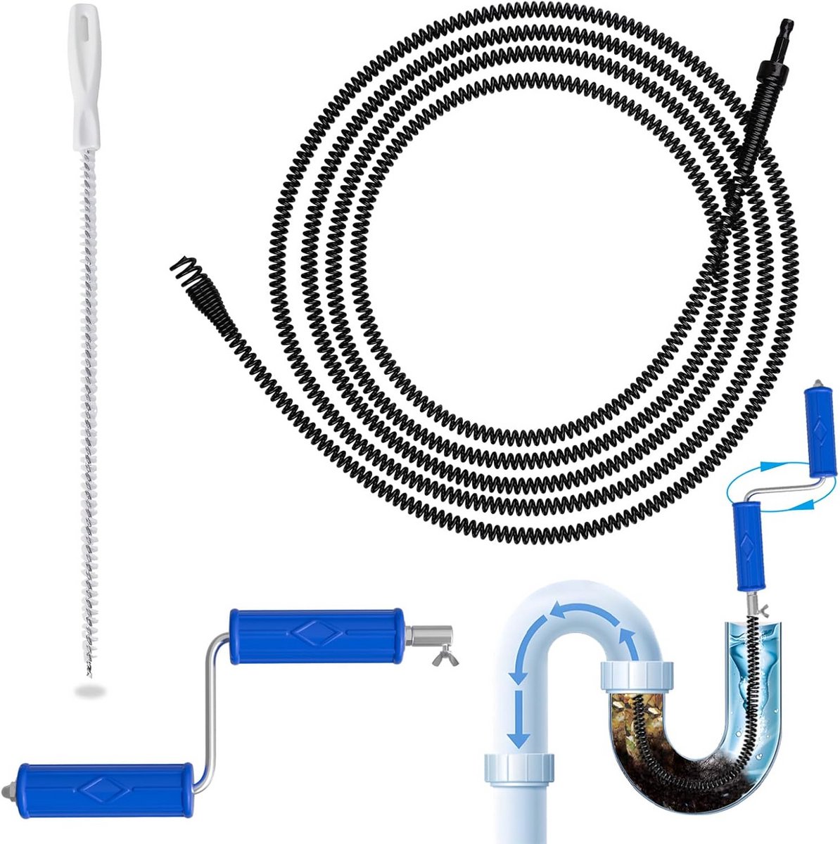 Pijpreinigingsspiraal 8 mm x 5 m - Buisreiniger voor hardnekkige verstoppingen met handslinger