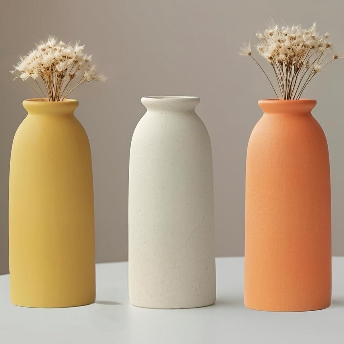 Set van 3 Keramische Vazen voor Woondecoratie - Moderne Boho Stijl voor Tafels en Planken