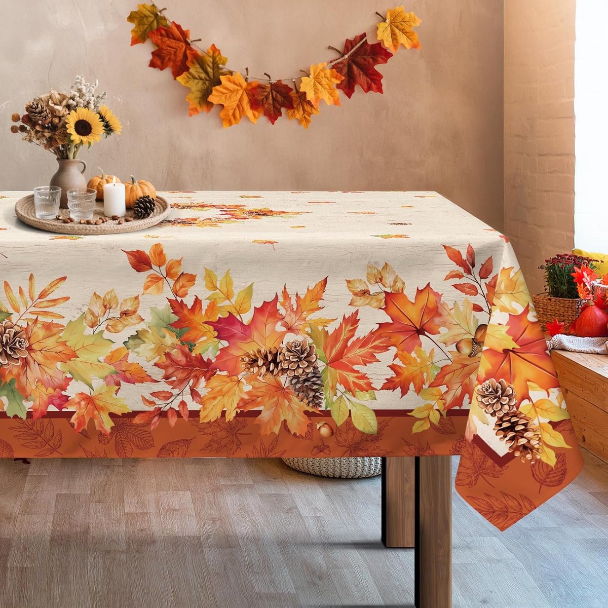 Vlekbestendig tafelkleed met bloemenpatroon voor herfstd decoratie - 140 x 180 cm
