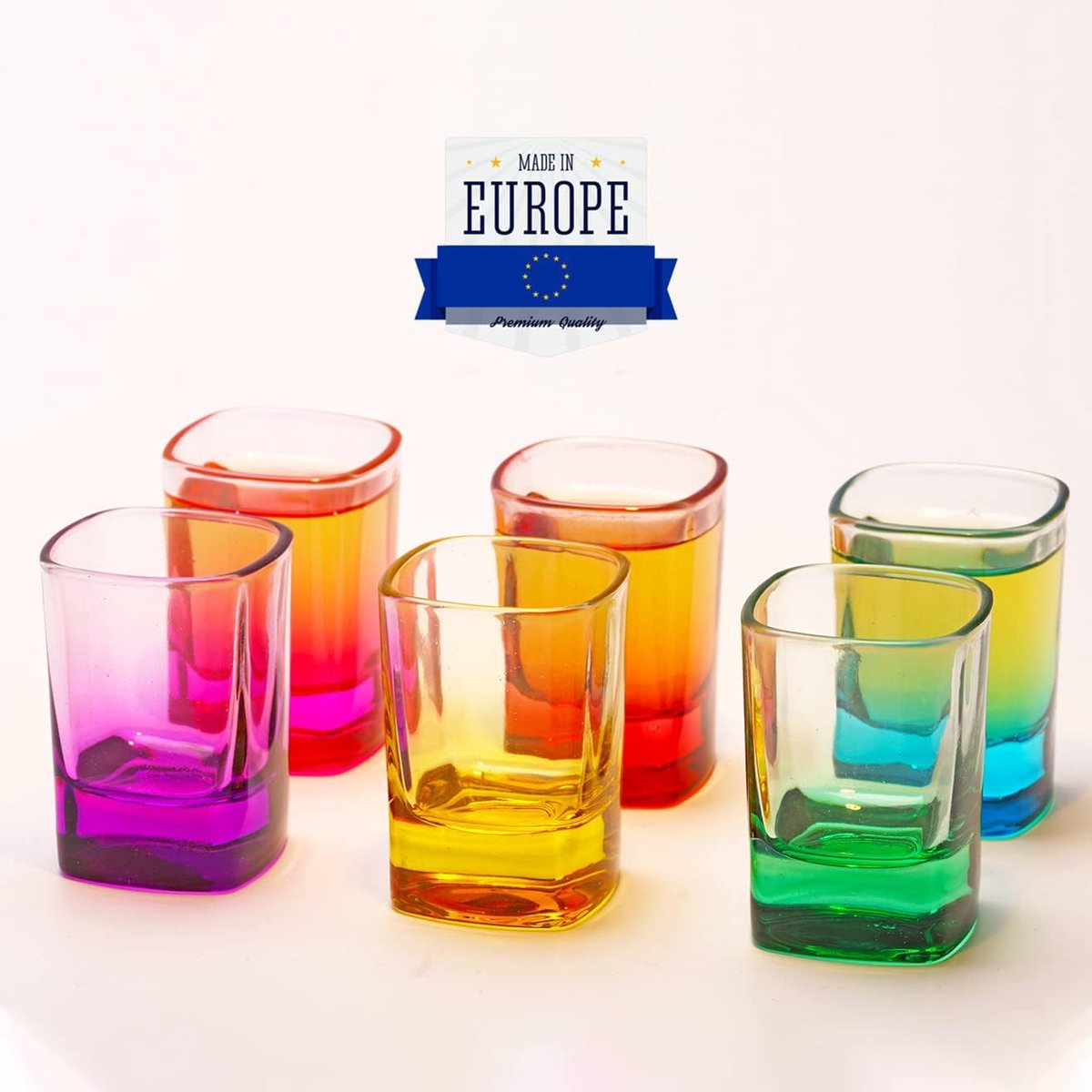 Kleurrijke Glazenset voor Tequila en Sterke Dranken - 6 Stuks