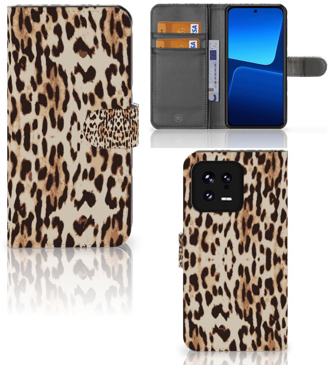 Xiaomi 13 Telefoonhoesje met Pasjes Leopard
