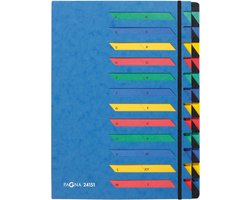 Organizer met 24 vakken en A-Z register in blauw