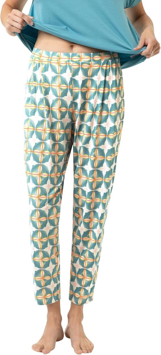Yogabroek Dames - Loungebroek Comfortbroek - Ontspannen Thuis - Zachte Modal Mix - Enkellang - Blauw
