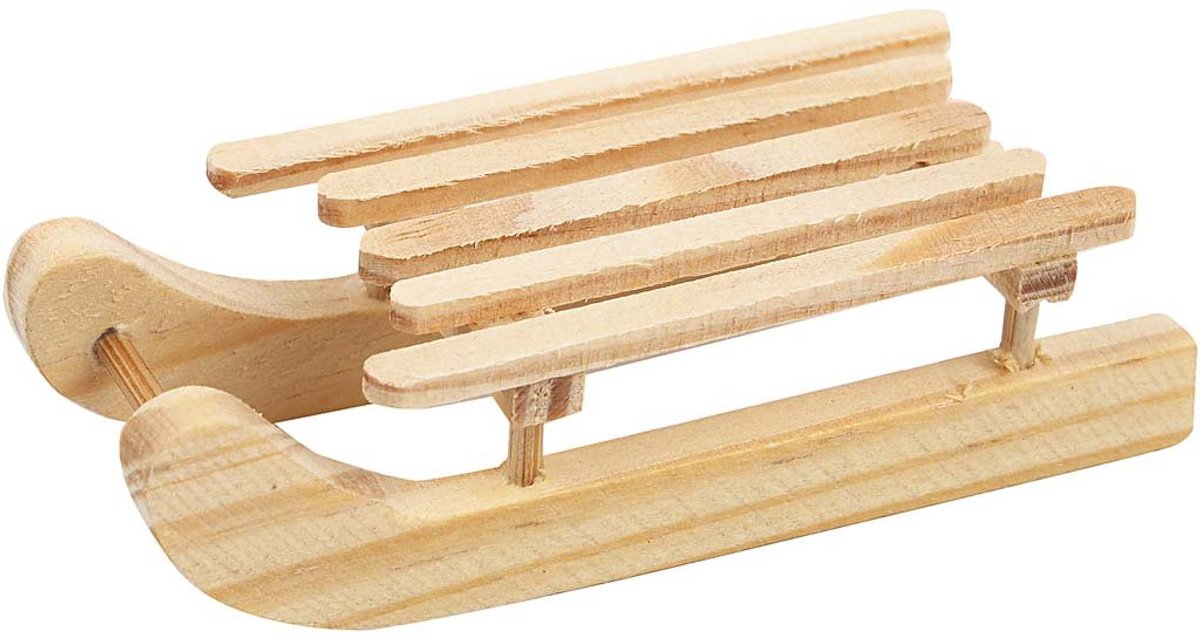 Houten Slee Set - Mini Sleeën - Winterpret - Natuurlijk Materiaal - 65x25 cm - Houtkleur
