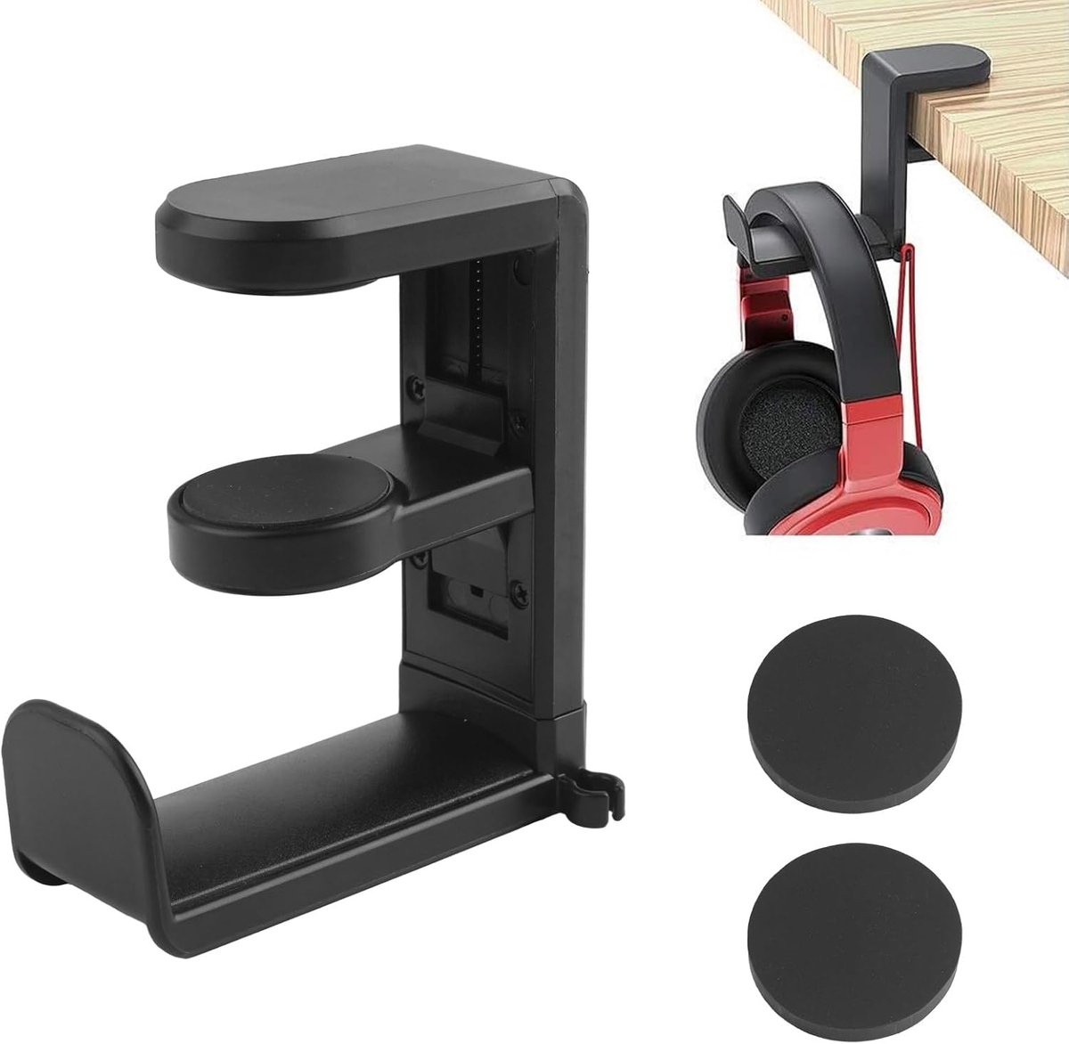 Hoofdtelefoonhouder Bureau - Gaming Accessoire - Onder Bureau - 360 Graden Draaibaar - 12 x 11.2 x 5.8 cm - Zwart