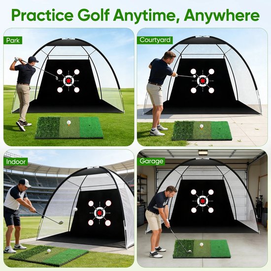Sensova - Profissional Golf Oefennet - Golfslagkooi Binnen & Buiten - Duurzaam Trainingsnet voor Hoge Impact Slagen - Complete Golf Practice Set voor Swing, Precisie en Krachtverbetering van sensova — afbeelding 5