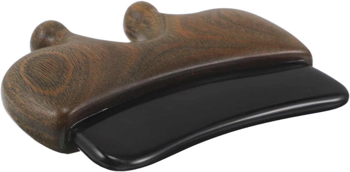 Gua Sha Tool - Schraapbord Gezicht - Gezichtsmassage Thuis - Ergonomisch Sandelhout - 8x6x1.7 cm - Bruin