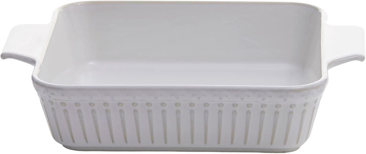 Ovenschaal Vierkant - Braadschotel Keramiek - Gerechten Bereiden - Hittebestendig Materiaal - 25x20 Cm - Wit