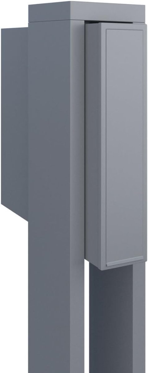 Staande brievenbus - Postbak - Briefpost ontvangen - Vrijstaande paalmontage - 130 cm hoog - Grijs metallic