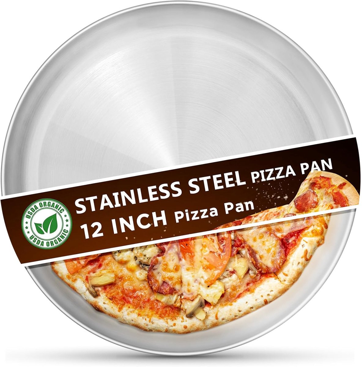 Pizzapannen Set - Bakplaten - Oven Bakken - Roestvrij Staal - 30 cm - Zilver