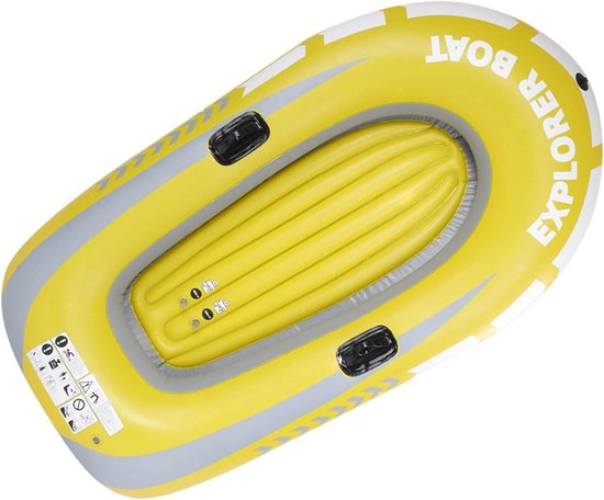 Opblaasbare Kajak - Roeiboot Kano - Waterpret Vissen - Dubbele Klep Ontwerp - 114 x 188 cm - Geel — afbeelding 4