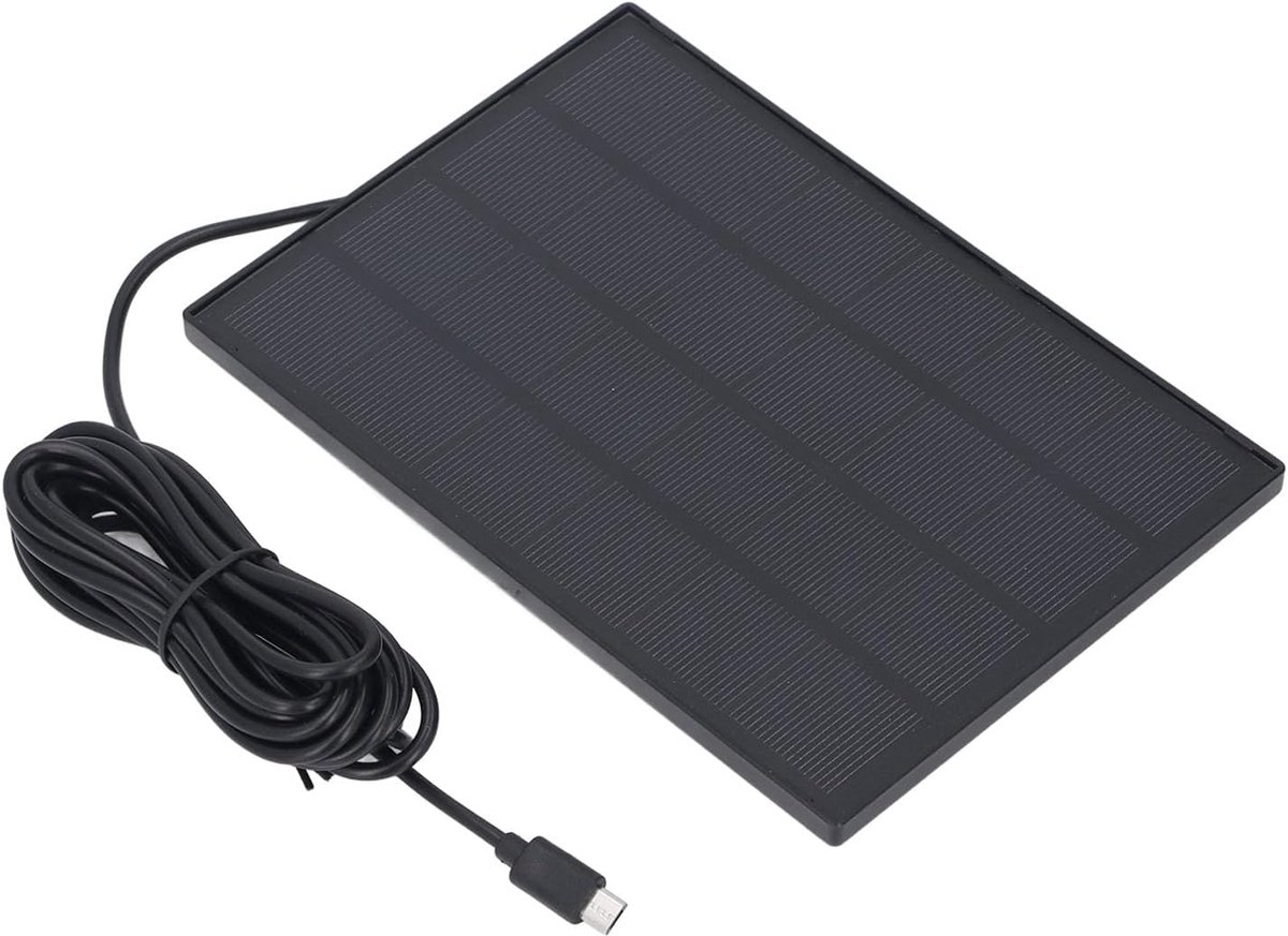 Zonnepaneel Camera - Externe Voeding - Buitenbeveiliging - IP66 Waterdicht - 5W 5V - Zwart