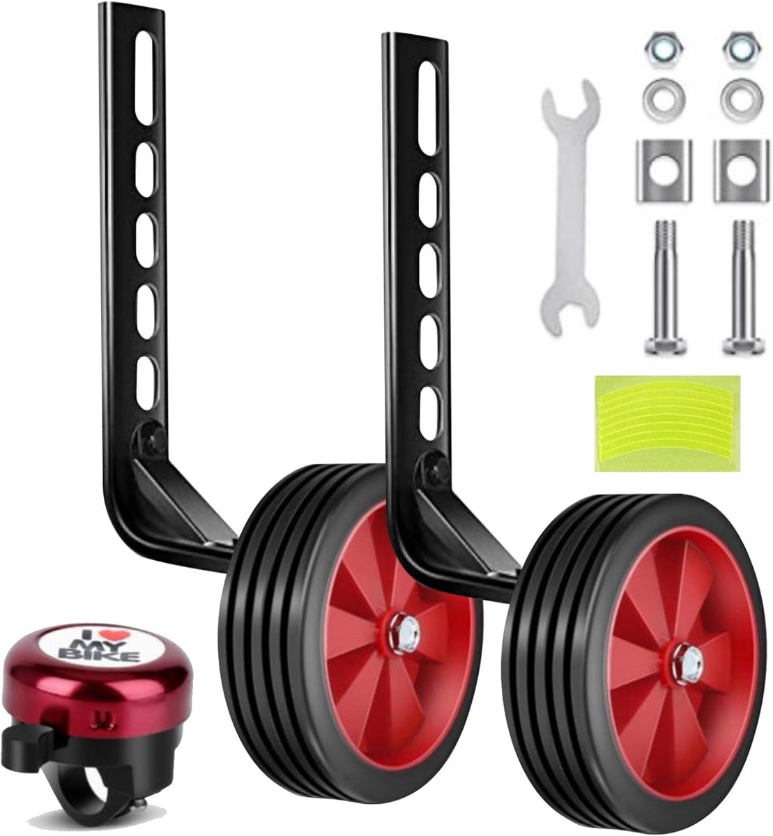 Steunwielen Fiets - Hulpwielen Kinderfiets - Fietsen Leren - Verstelbaar Ontwerp - 12-20 Inch - Rood