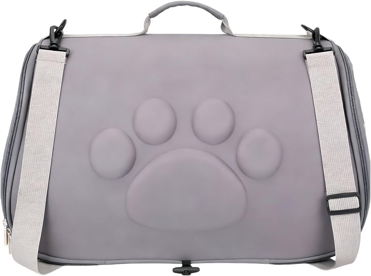 Reistas Huisdier - Draagtas Kat - Comfortabel Reizen - Verstelbare Schouderband - 43 x 27 x 9 cm - Grijs