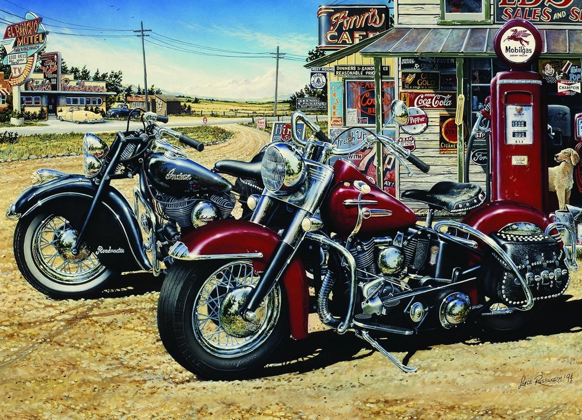 Legpuzzel Motorreis - 1000 Stukjes - Ontspanning Thuis - Willekeurig Gesneden Stukken - 28 x 21 cm - Retro Thema