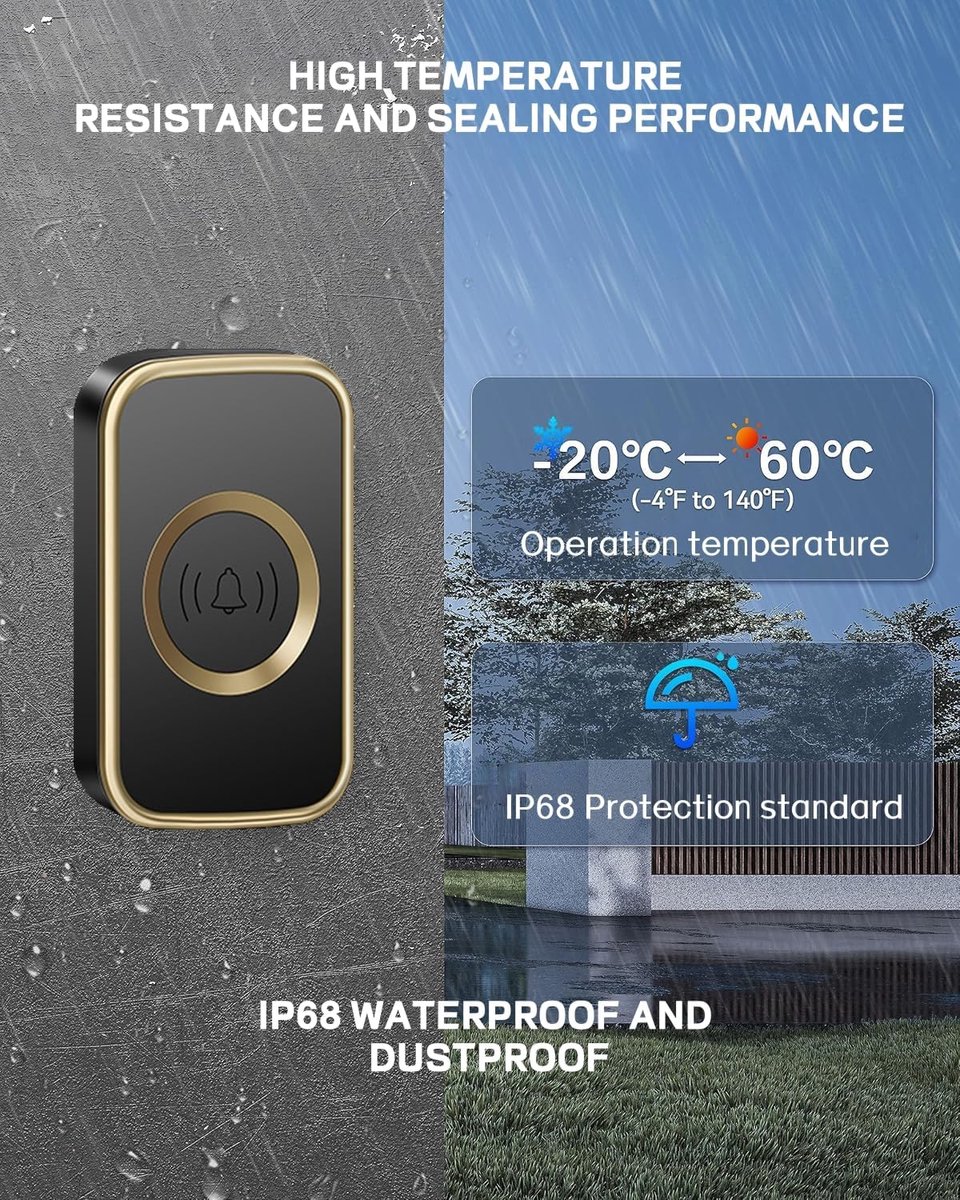 Draadloze Deurbel Set - Waterdichte Kit - Eenvoudige Installatie - 300 Meter Bereik - 2 Ontvangers 2 Zenders