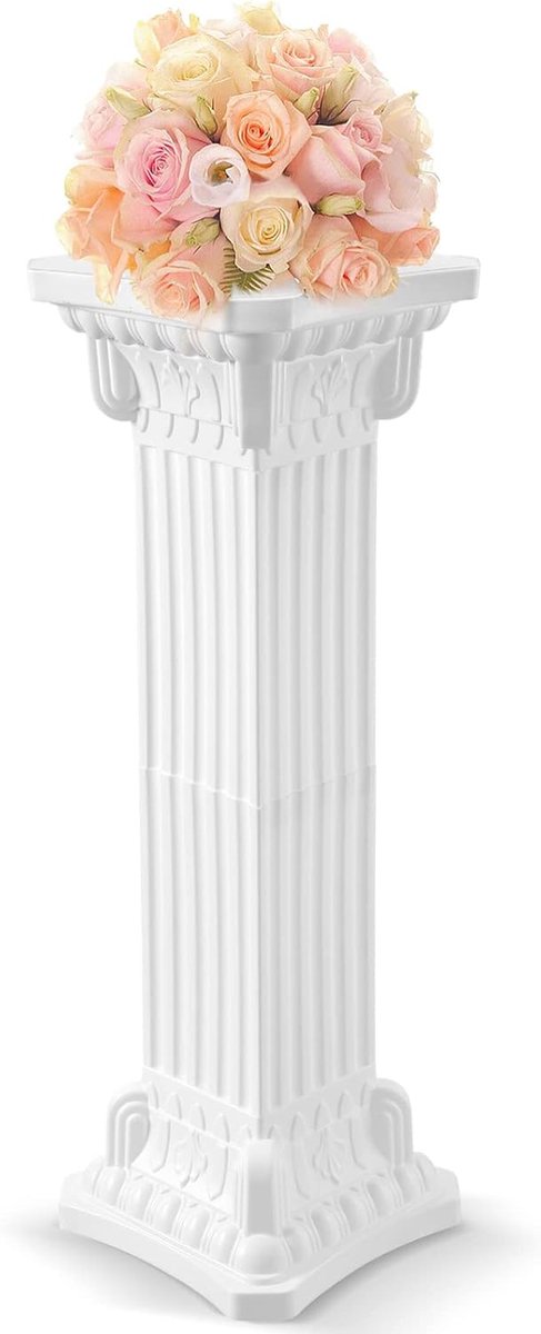 Romeinse Zuil - Decoratieve Pilaar - Feestelijke Decoratie - Stabiele Plaatsing - 90x30cm - Wit