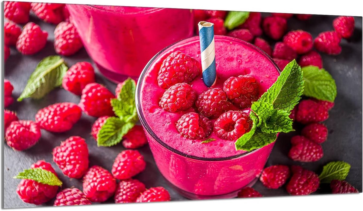 Kookplaat Afdekplaat - Werkblad Beschermer - Keuken Decoratie - Gehard Glas - 90x52 cm - Frambozen