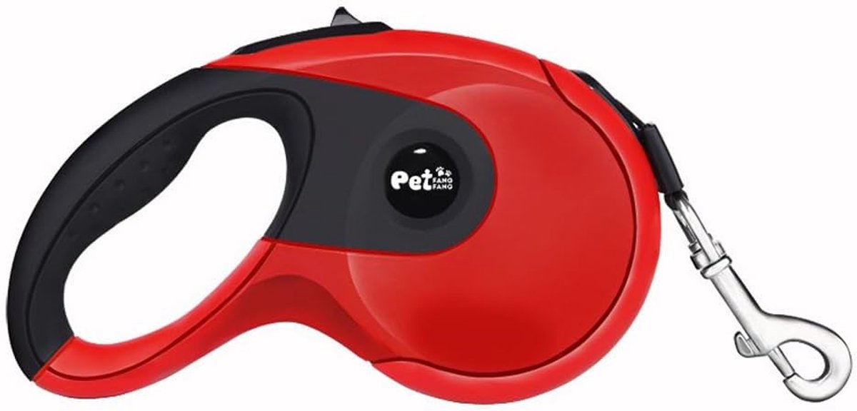 Uittrekbare Hondenriem - Rollijn Hond - Dagelijkse Wandelingen - Eenhands Rem Systeem - 5 Meter Lengte - Rood