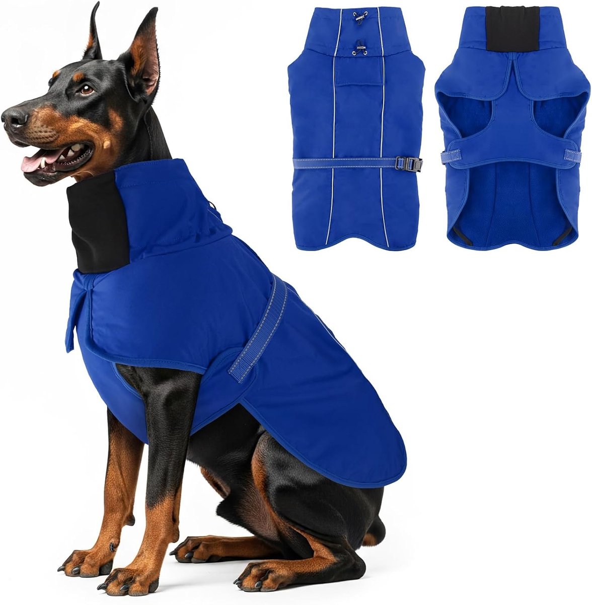 Hondenjas Waterdicht - Winterjas Hond - Wandelen Buiten - Reflecterend Fleece - Maat L - Blauw