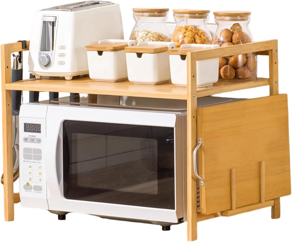 Magnetron Plank - Keuken Organisator - Keuken Aanrecht - Dubbele Laag Bamboe - 55x35x42 cm - Houtkleur