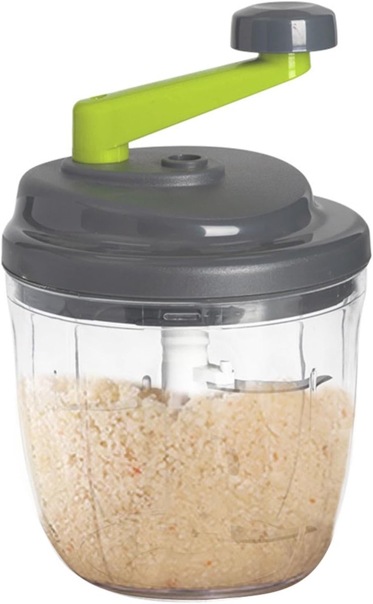 Handmatige Uienhakker - Keuken Spinner - Salade Maken - Geluidsarme Werking - 12.8x14.3cm - Wit