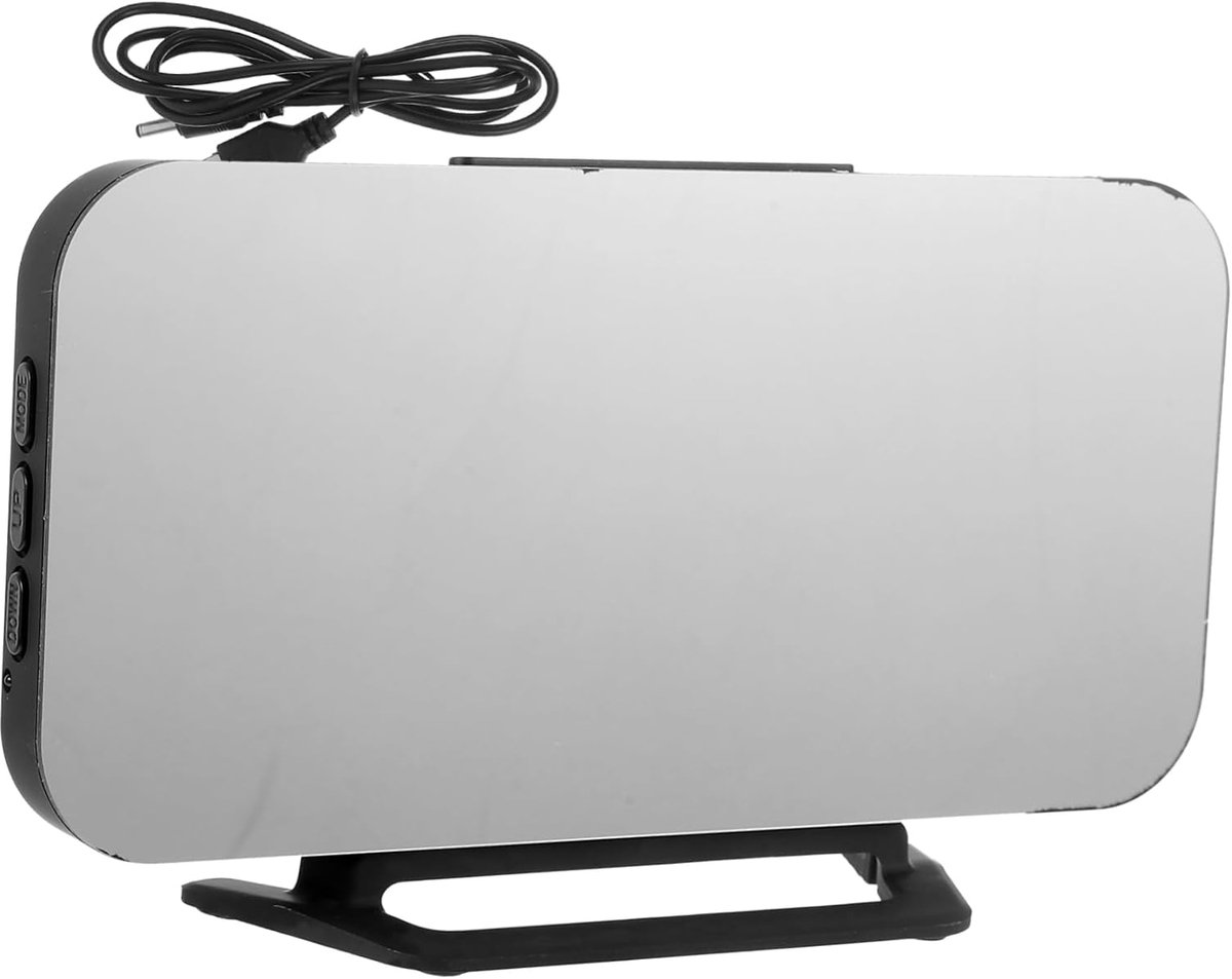 Digitale Wekker - Spiegelklok LED - Nachtkastje Bureau - Dubbele USB Poorten - 15.8cm Breed - Blauw