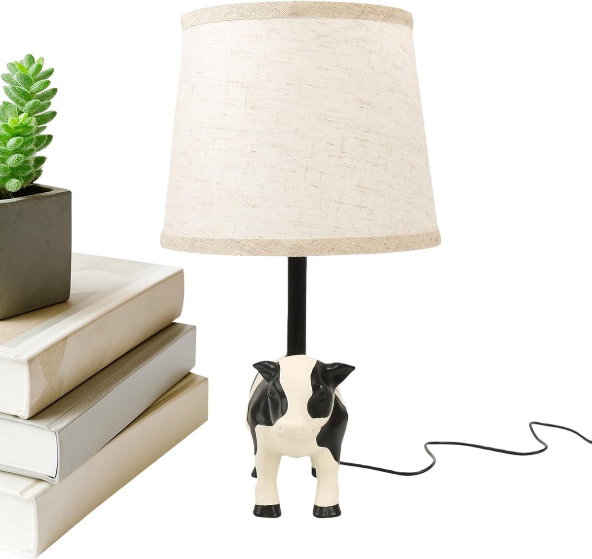 Dierenlamp Koe - Nachtlamp Decoratie - Slaapkamer Verlichting - Westerse Landhuisstijl - 20x25x20 cm - Enkele Attribuut