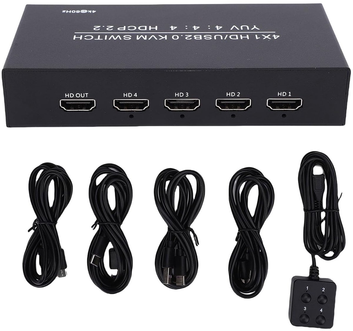KVM Switch - Monitor Switcher - Meerdere PC's - 4K Resolutie - 19.99 x 14.99 cm - Aluminium