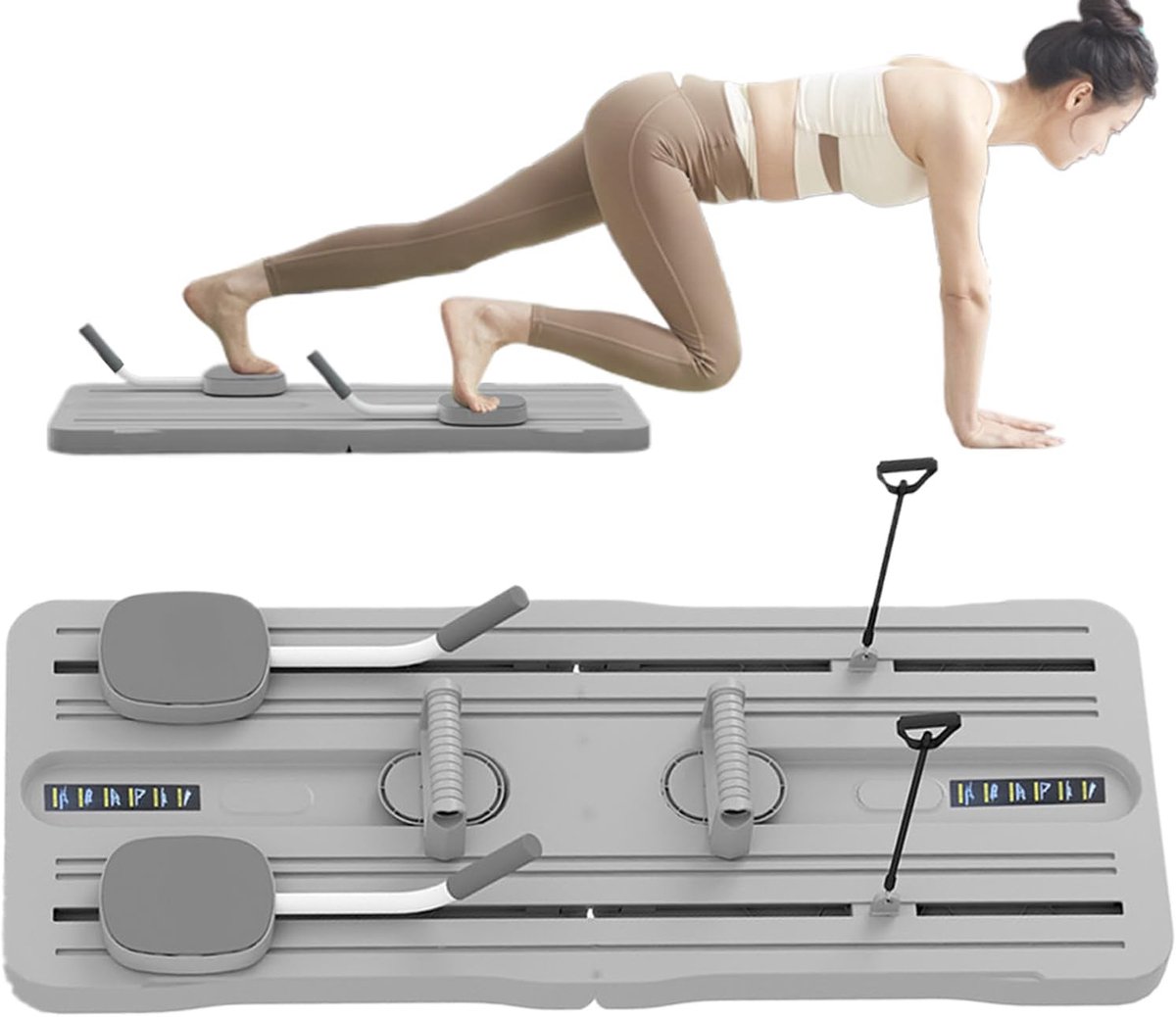 Pilates Trainingsbord - Fitness Pilates Bord - Thuis Sporten - Vouwbaar En Draagbaar - 105x40x3cm - Grijs