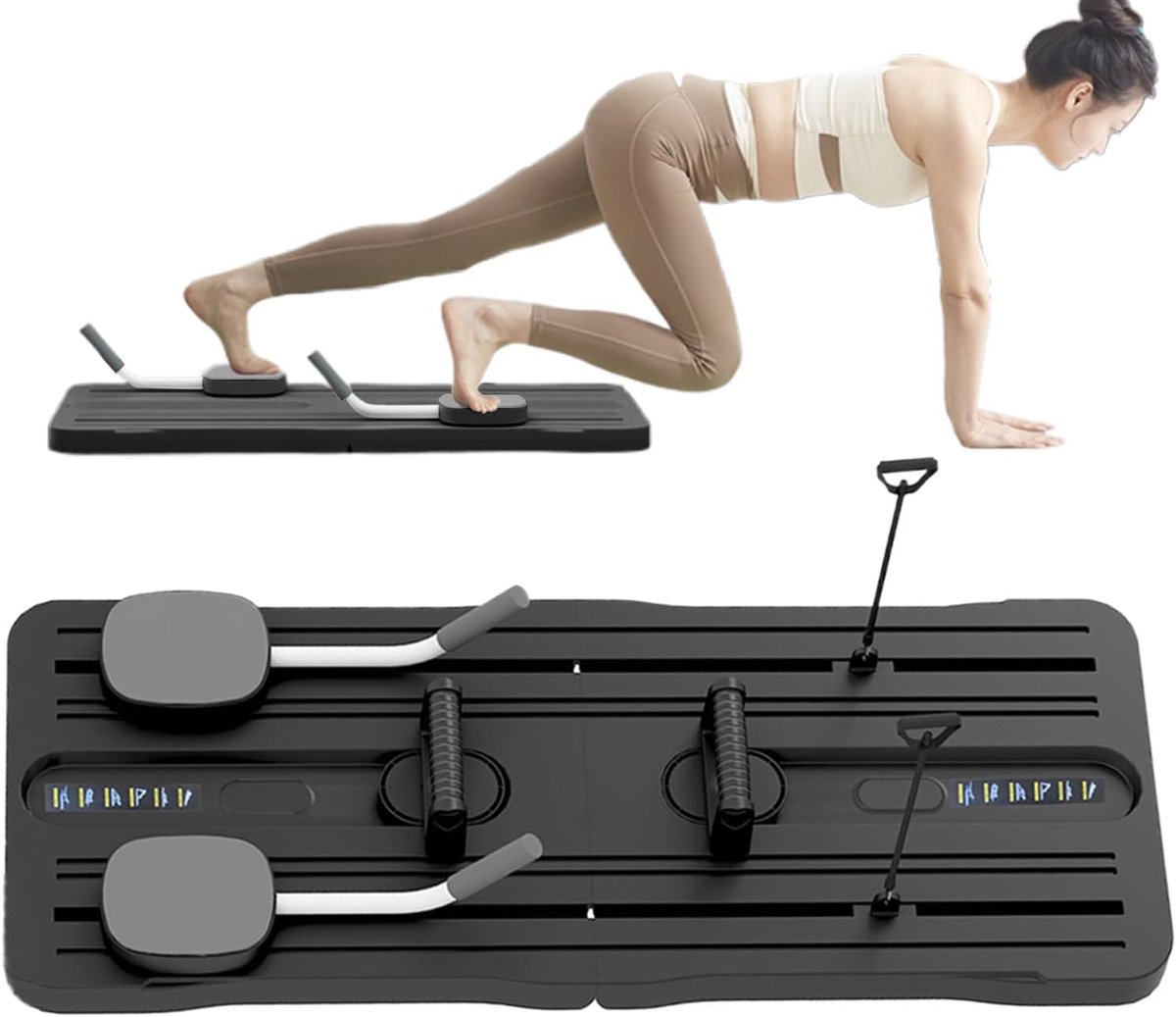 Pilates Trainingsboard - Core Trainer Fitness - Thuis Sporten - Opvouwbaar Ontwerp - 105x40cm - Zwart