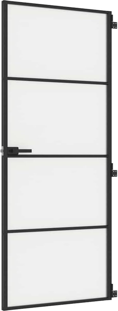 Binnendeur Glas - Paneeldeur Kamerdeur - Stijlvolle Overgang - Mat Glas Privacy - 83x201.5cm - Zwart Aluminium