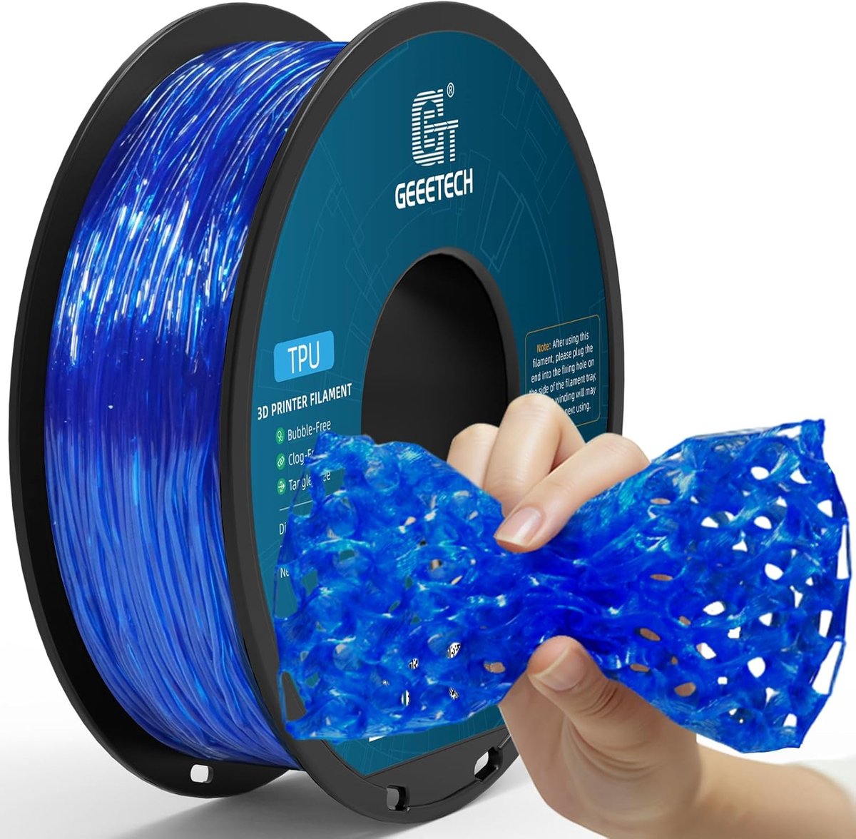 3D Printer Filament - Flexibel Materiaal - Duurzame Prints - Hoge Flexibiliteit - 1 kg Spoel - Transparant Blauw