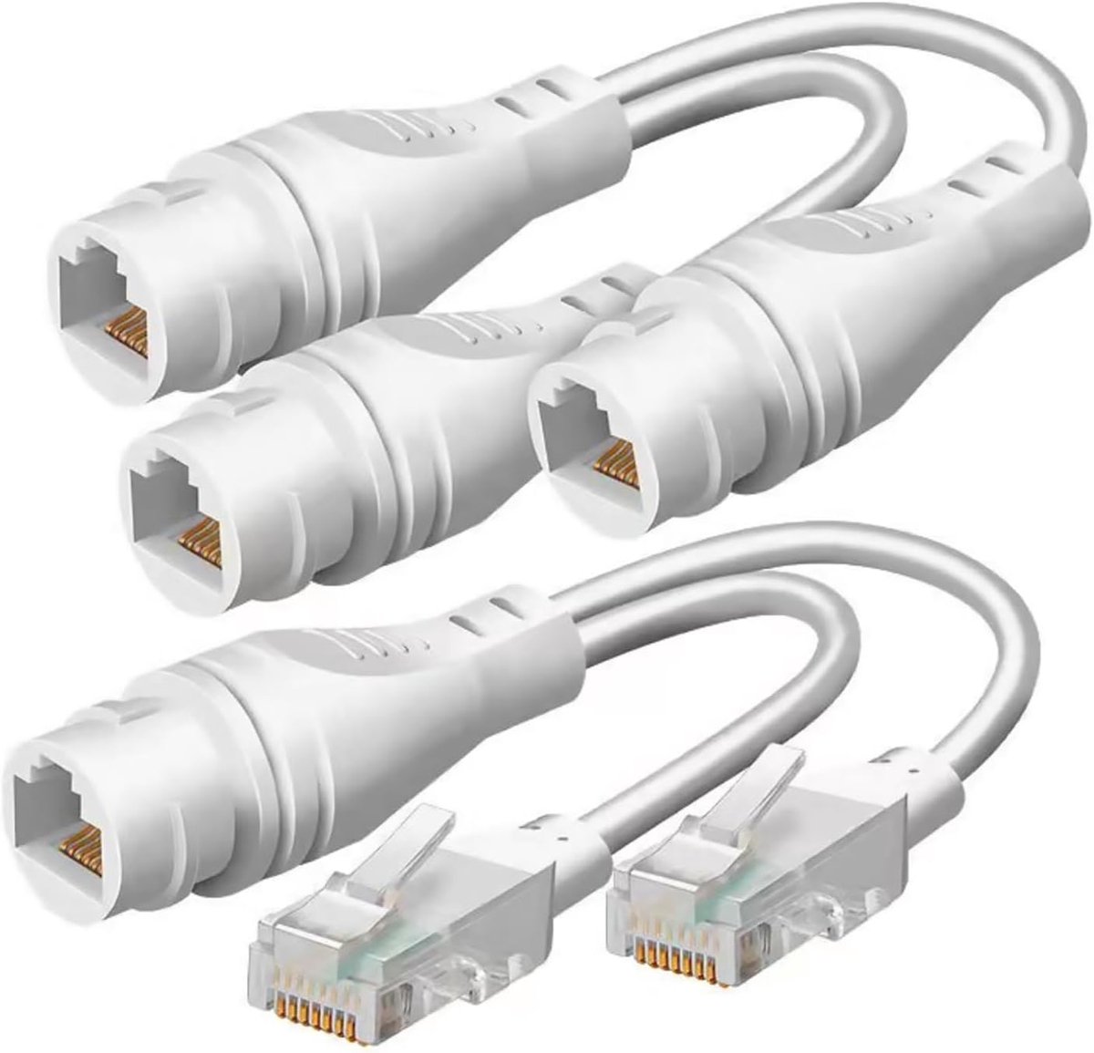 Netwerk Splitter - Ethernet Adapter - Twee Apparaten Online - Waterdicht Ontwerp - 170 mm Lengte - Wit