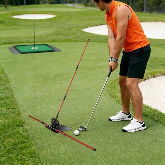 Golf Oefenstokken - Trainingshulpmiddelen - Swing Verbeteren - Verstelbare Uitlijning - 111x116cm - Rood van GOLF — afbeelding 5