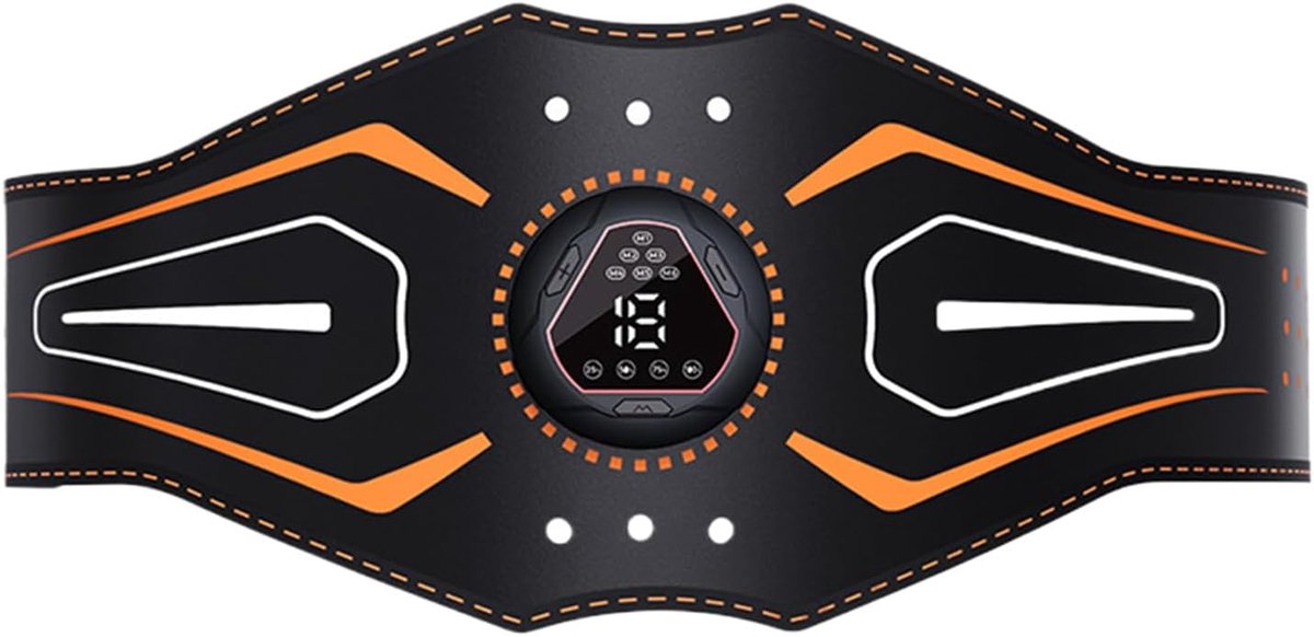 Buikspier Stimulator - Fitness Gordel - Gerichte Spierstimulatie - Digitaal Display - 118 x 14 cm - Zwart