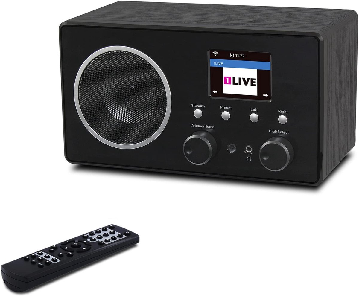 Internetradio Bluetooth - Wifi radio DAB - Muziek Streamen Thuis - Inclusief Weerbericht - 22 x 12 cm - Houtkleur