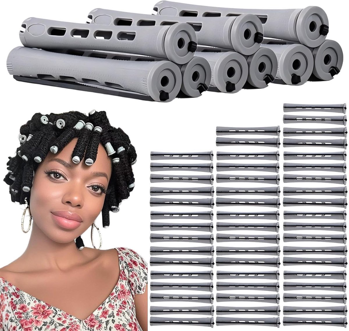Kleine Haarrollers - Krulstokken Set - Handmatig Krullen - 60 Stuks - 8.2 x 1.5 cm